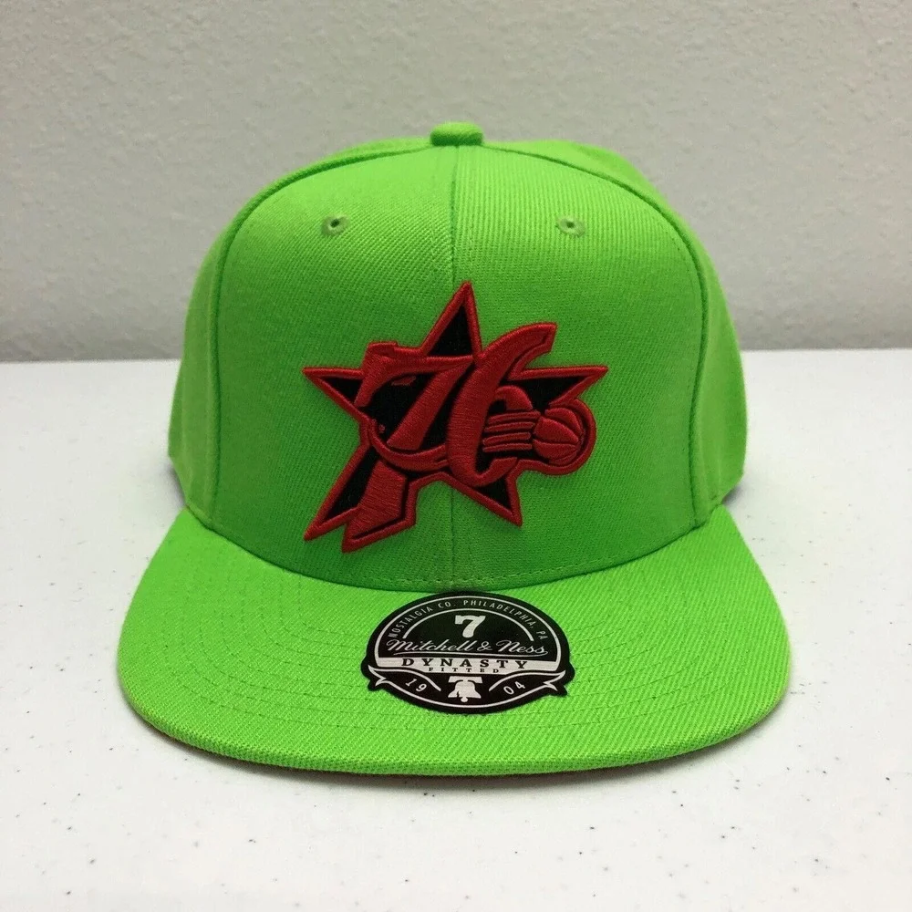 Philadelphia 76ers Hat Cap Fitted Mens 7 Green NBA Basketball Mitchell & Ness